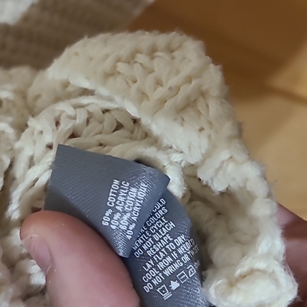 Aerie Chunky Cable Knit Lace Up Cream Sweater - Picture 7 of 7